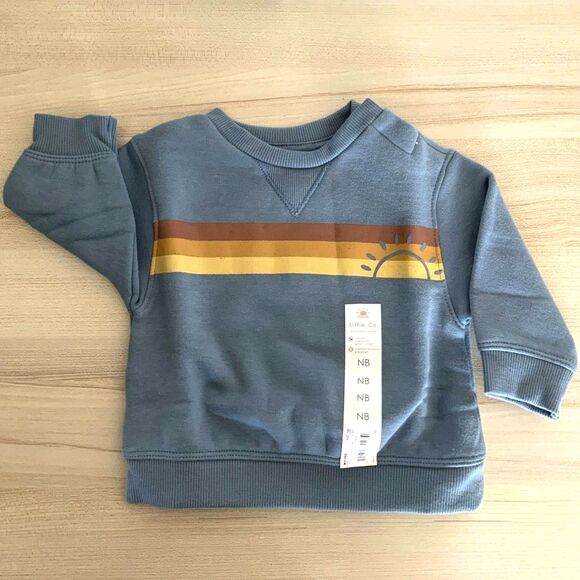 NWT!! Unisex Sz NB Rainbow/Sun Crewneck Sweatshirt (LW) Organic Cotton in Blue - Picture 2 of 6